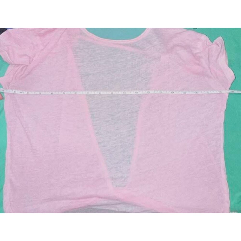 Y2K Gilly Hicks Pink Burnout Open Back Twist Tee Athleisure Balletcore Coquette - Picture 6 of 8